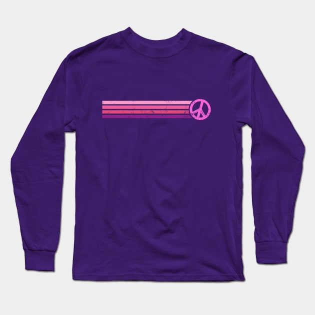 RETRO PEACE STRIPES - Pink & Purple Long Sleeve T-Shirt by Jitterfly